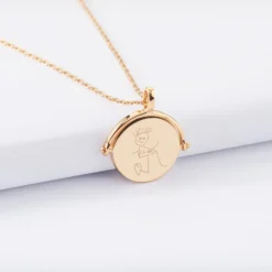 Discount HappyBulle Pendentif personnalisé médaille gravée nacre réversible plaqué or 15 mm Plaqué or 18k