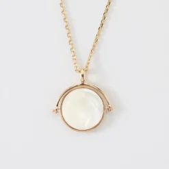 Discount HappyBulle Pendentif personnalisé médaille gravée nacre réversible plaqué or 15 mm Plaqué or 18k