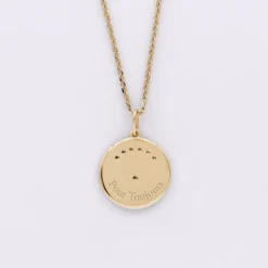Outlet HappyBulle Pendentif personnalisé médaille Lune zircons crépuscule gravée plaqué or 16 mm Plaqué or 18k
