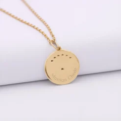 Outlet HappyBulle Pendentif personnalisé médaille Lune zircons crépuscule gravée plaqué or 16 mm Plaqué or 18k