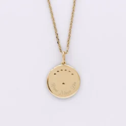 Outlet HappyBulle Pendentif personnalisé médaille Lune zircons crépuscule gravée plaqué or 16 mm Plaqué or 18k