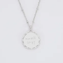 New HappyBulle Pendentif personnalisé médaille vintage dentelée gravée argent 17 mm Argent rhodié 925