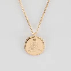 Clearance HappyBulle Pendentif personnalisé médaille contour tressé gravée plaqué or 17 mm