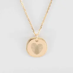 Clearance HappyBulle Pendentif personnalisé médaille contour tressé gravée plaqué or 17 mm