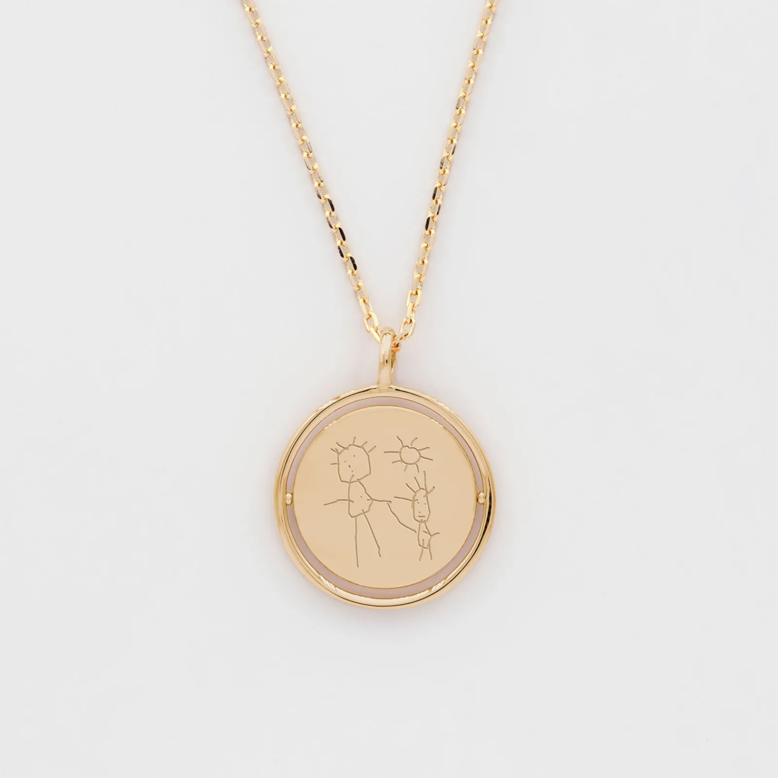 Sale HappyBulle Pendentif personnalisé médaille réversible Eternelle gravée plaqué or 18 mm - x Capucine Plaqué or 18k