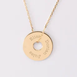 Online HappyBulle Pendentif personnalisé médaille gravée plaqué or cible soleil 20mm Plaqué or 18k