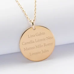 Online HappyBulle Pendentif personnalisé médaille gravée plaqué or 27 mm - Edition spéciale Mamie Plaqué or 18k