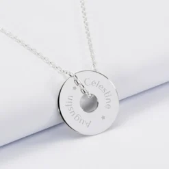 Sale HappyBulle Pendentif personnalisé médaille gravée argent cible 20 mm Argent rhodié 925