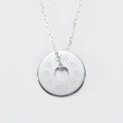Sale HappyBulle Pendentif personnalisé médaille gravée argent cible 20 mm Argent rhodié 925