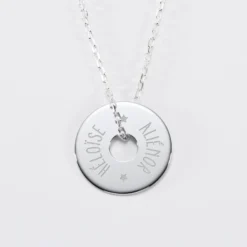 Sale HappyBulle Pendentif personnalisé médaille gravée argent cible 20 mm Argent rhodié 925