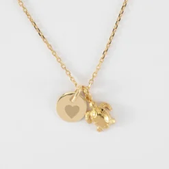 Sale HappyBulle Pendentif personnalisé médaille gravée plaqué or 10 mm et breloque tortue 10 mm