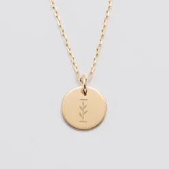 Hot HappyBulle Pendentif personnalisé médaille gravée plaqué or 15 mm - édition spéciale "Alphabet floral" Plaqué or 18k