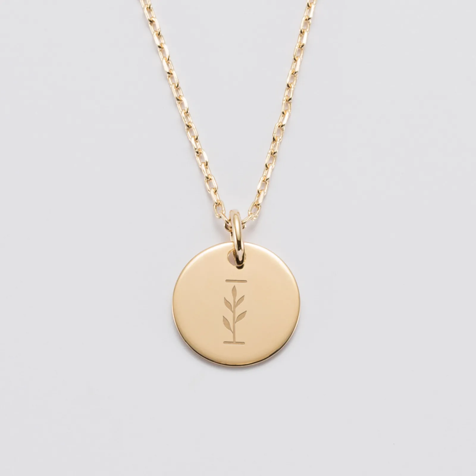 Hot HappyBulle Pendentif personnalisé médaille gravée plaqué or 15 mm - édition spéciale "Alphabet floral" Plaqué or 18k