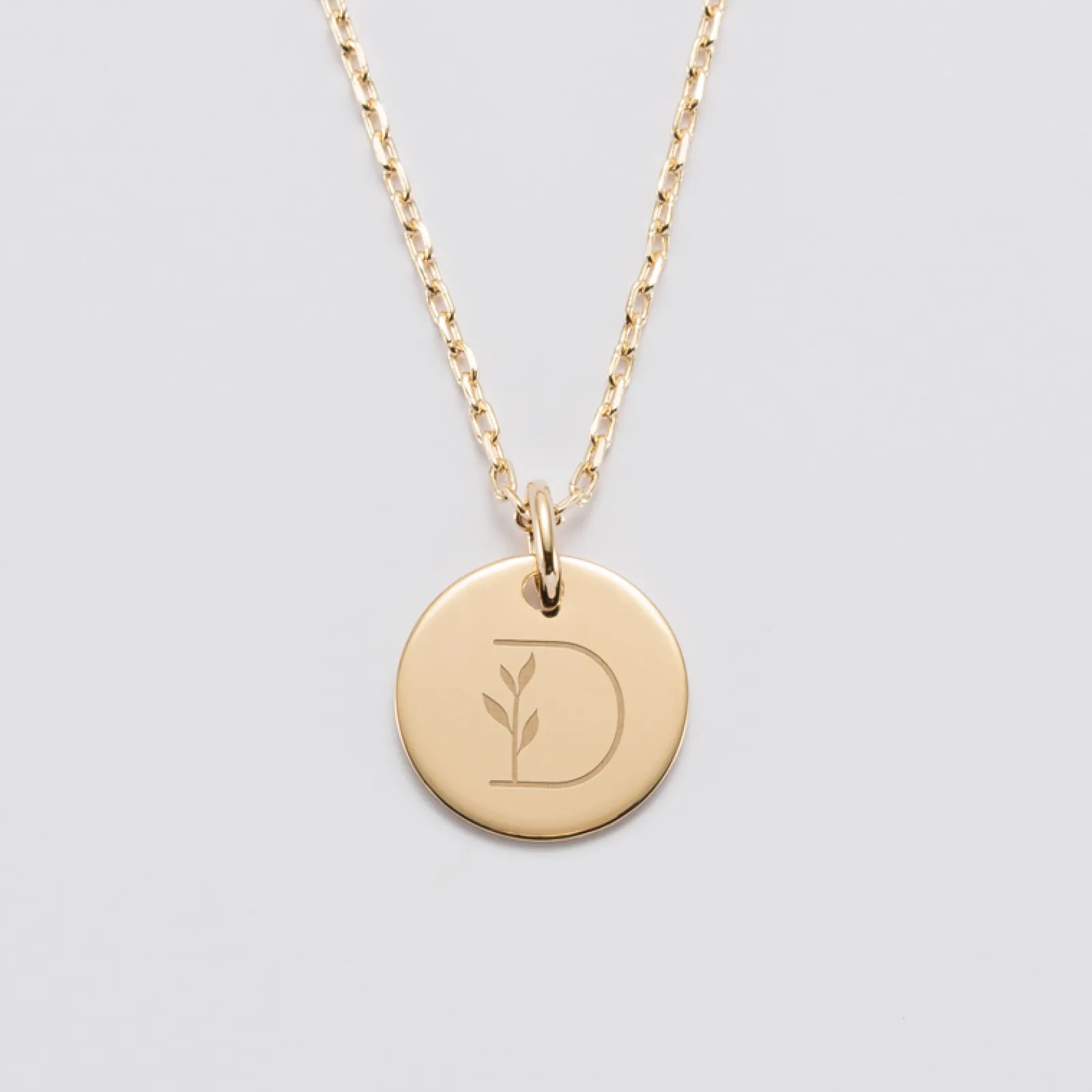 Hot HappyBulle Pendentif personnalisé médaille gravée plaqué or 15 mm - édition spéciale "Alphabet floral" Plaqué or 18k