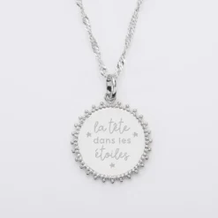 Online HappyBulle Pendentif personnalisé médaille soleil gravée argent 20 mm Argent rhodié 925