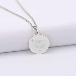 Online HappyBulle Pendentif personnalisé médaille gravée argent rose des vents texturée 14 mm Argent rhodié 925