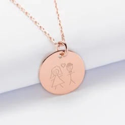 Hot HappyBulle Pendentif personnalisé médaille gravée plaqué or rose 19 mm Plaqué or rose 18k