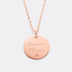 Hot HappyBulle Pendentif personnalisé médaille gravée plaqué or rose 19 mm Plaqué or rose 18k