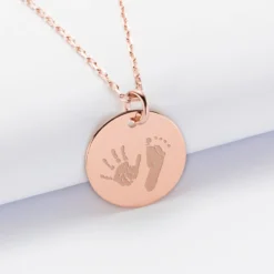 Hot HappyBulle Pendentif personnalisé médaille gravée plaqué or rose 19 mm Plaqué or rose 18k