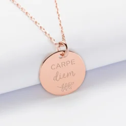 Hot HappyBulle Pendentif personnalisé médaille gravée plaqué or rose 19 mm Plaqué or rose 18k