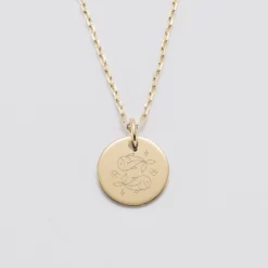 Clearance HappyBulle Pendentif personnalisé médaille gravée plaqué or 15 mm - Edition spéciale Astro Plaqué or 18k