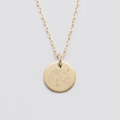 Clearance HappyBulle Pendentif personnalisé médaille gravée plaqué or 15 mm - Edition spéciale Astro Plaqué or 18k