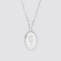 Discount HappyBulle Pendentif personnalisé médaille vintage ovale dentelée gravée argent 20x13 mm Argent rhodié 925