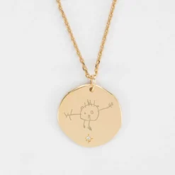Clearance HappyBulle Pendentif personnalisé médaille scintillante gravée plaqué or 20 mm Plaqué or 18k