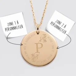 Discount HappyBulle Pendentif personnalisé médaille gravée plaqué or 27 mm - édition spéciale