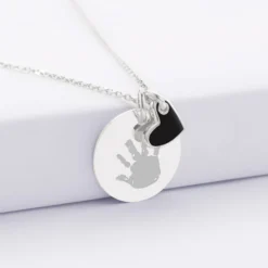 Hot HappyBulle Pendentif personnalisé médaille gravée argent 19 mm et breloque coeur email 10 mm Argent rhodié 925