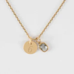 Online HappyBulle Pendentif personnalisé médaille gravée plaqué or 10 mm et breloque rectangle zircon plaqué or 9 mm