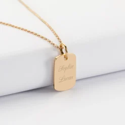Best HappyBulle Pendentif personnalisé médaille gravée plaqué or rectangle 17x11 mm Plaqué or 18k