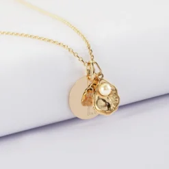 Best HappyBulle Pendentif personnalisé médaille gravée plaqué or 15 mm et breloque(s) summer - à composer Plaqué or 18k