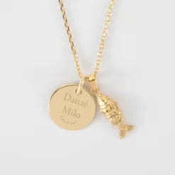 Best HappyBulle Pendentif personnalisé médaille gravée plaqué or 15 mm et breloque(s) summer - à composer Plaqué or 18k