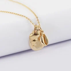 Best HappyBulle Pendentif personnalisé médaille gravée plaqué or 15 mm et breloque(s) summer - à composer Plaqué or 18k