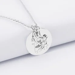 Discount HappyBulle Pendentif personnalisé médaille gravée argent 19 mm et breloque colombe 18 mm Argent rhodié 925