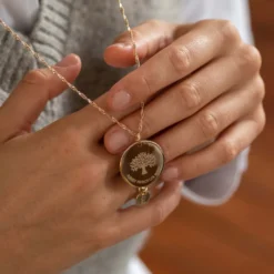 New HappyBulle Pendentif personnalisé médaille gravée plaqué or 27 mm