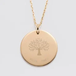 New HappyBulle Pendentif personnalisé médaille gravée plaqué or 27 mm