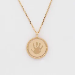 HappyBulle Pendentif personnalisé médaille réversible contour tressé Eternelle gravée plaqué or 18 mm - x Capucine Plaqué or 18k