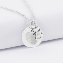 Online HappyBulle Pendentif personnalisé médaille gravée argent 19 mm et breloque petite fille zircon 12 mm Argent rhodié 925