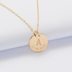 Online HappyBulle Pendentif personnalisé médaille gravée plaqué or 15 mm - édition spéciale "Initiale" Plaqué or 18k