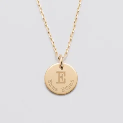 Online HappyBulle Pendentif personnalisé médaille gravée plaqué or 15 mm - édition spéciale "Initiale" Plaqué or 18k