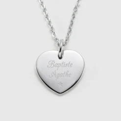 Sale HappyBulle Pendentif personnalisé médaille gravée acier coeur 20x18 mm