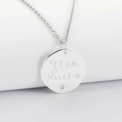 Best HappyBulle Pendentif personnalisé médaille scintillante gravée argent 20 mm Argent rhodié 925