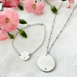 Best HappyBulle Pendentif personnalisé médaille scintillante gravée argent 20 mm Argent rhodié 925