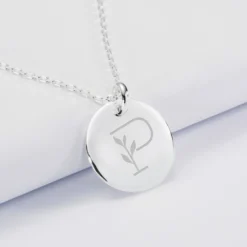 Sale HappyBulle Pendentif personnalisé médaille bombée gravée argent 20 mm Argent rhodié 925