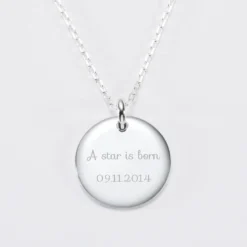 Sale HappyBulle Pendentif personnalisé médaille bombée gravée argent 20 mm Argent rhodié 925