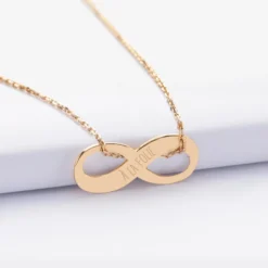 HappyBulle Pendentif personnalisé médaille gravée plaqué or infini 25x10mm Plaqué or 18k