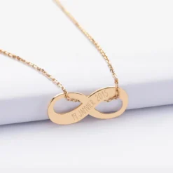 HappyBulle Pendentif personnalisé médaille gravée plaqué or infini 25x10mm Plaqué or 18k