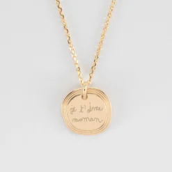 Clearance HappyBulle Pendentif personnalisé médaille contour strié gravée plaqué or 17 mm
